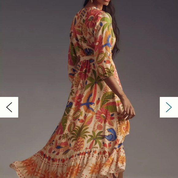 FARM Rio Long-Sleeve V-Neck Wrap Midi Dress - Picture 4 of 6